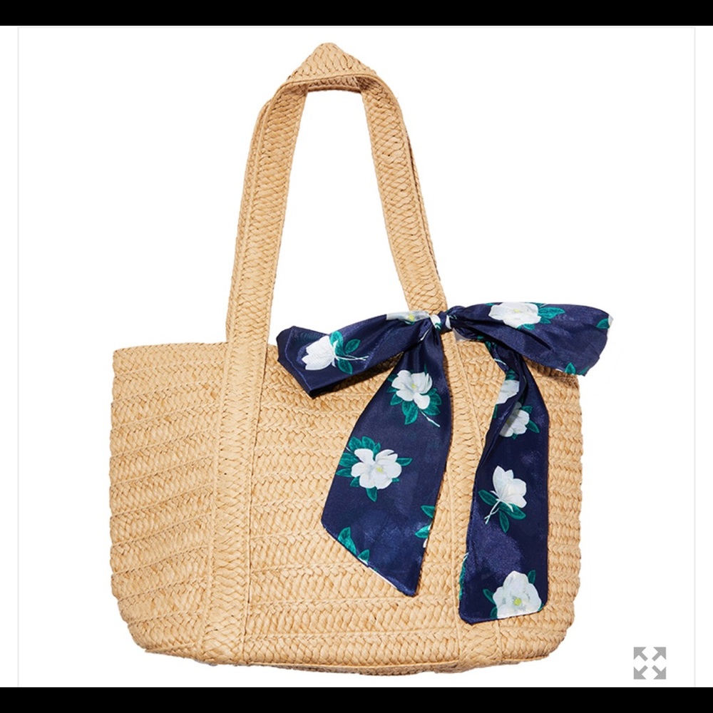 NWT Draper James Straw Bag with Floral Scarf